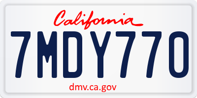 CA license plate 7MDY770