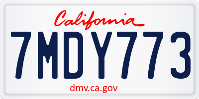 CA license plate 7MDY773