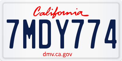CA license plate 7MDY774