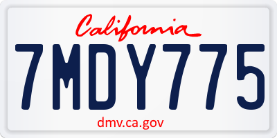CA license plate 7MDY775