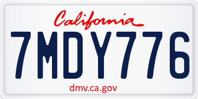 CA license plate 7MDY776