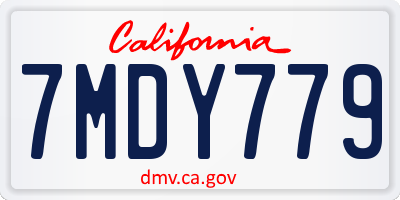 CA license plate 7MDY779