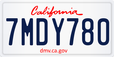 CA license plate 7MDY780
