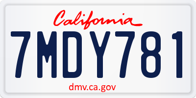 CA license plate 7MDY781