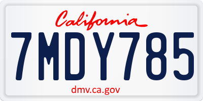 CA license plate 7MDY785