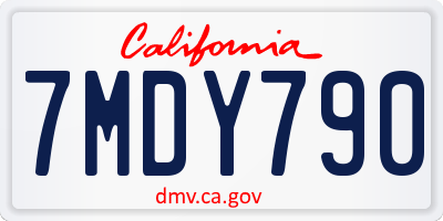 CA license plate 7MDY790