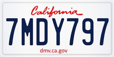 CA license plate 7MDY797