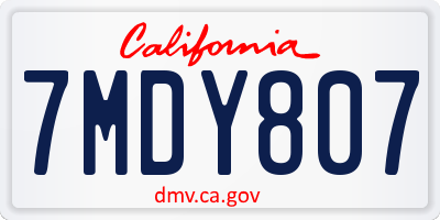 CA license plate 7MDY807