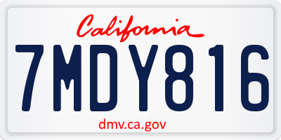 CA license plate 7MDY816