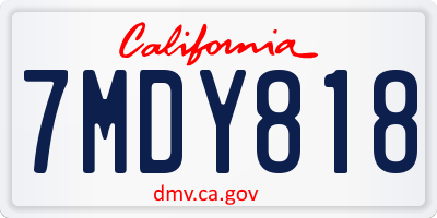 CA license plate 7MDY818
