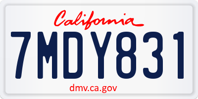CA license plate 7MDY831