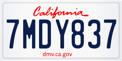 CA license plate 7MDY837