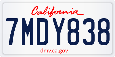 CA license plate 7MDY838