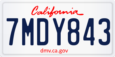 CA license plate 7MDY843