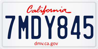 CA license plate 7MDY845