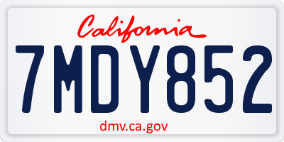 CA license plate 7MDY852