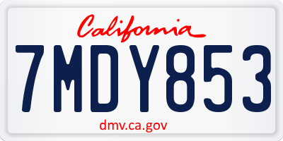 CA license plate 7MDY853