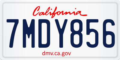 CA license plate 7MDY856