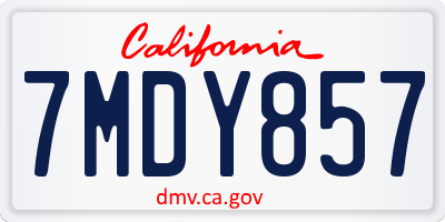 CA license plate 7MDY857