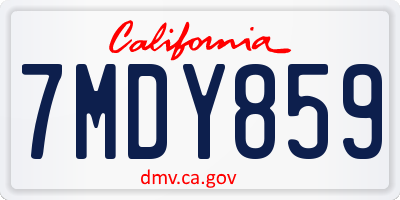 CA license plate 7MDY859