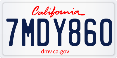 CA license plate 7MDY860