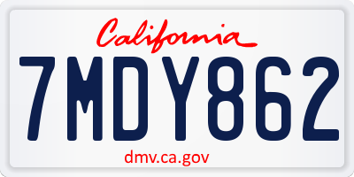 CA license plate 7MDY862