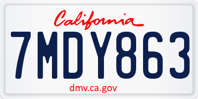 CA license plate 7MDY863
