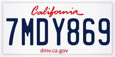 CA license plate 7MDY869