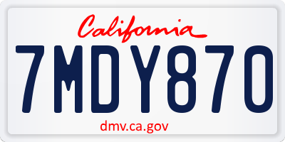 CA license plate 7MDY870