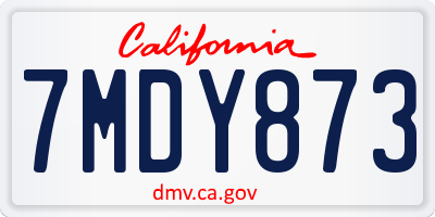 CA license plate 7MDY873