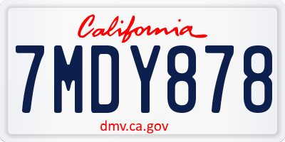 CA license plate 7MDY878