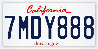 CA license plate 7MDY888