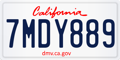 CA license plate 7MDY889