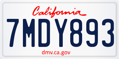 CA license plate 7MDY893