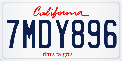 CA license plate 7MDY896