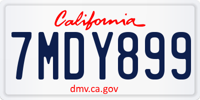CA license plate 7MDY899