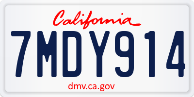 CA license plate 7MDY914