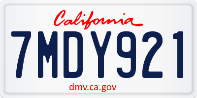 CA license plate 7MDY921