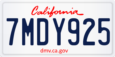 CA license plate 7MDY925