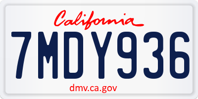 CA license plate 7MDY936