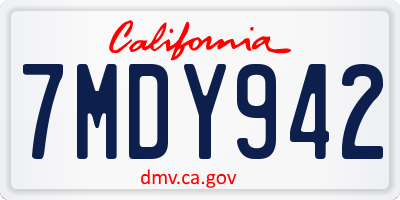 CA license plate 7MDY942