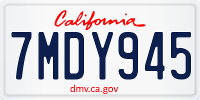 CA license plate 7MDY945