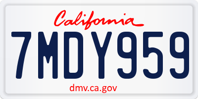 CA license plate 7MDY959