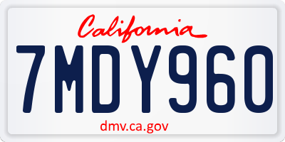 CA license plate 7MDY960