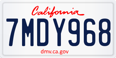 CA license plate 7MDY968