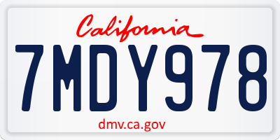 CA license plate 7MDY978