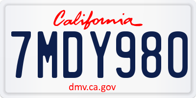 CA license plate 7MDY980
