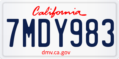 CA license plate 7MDY983