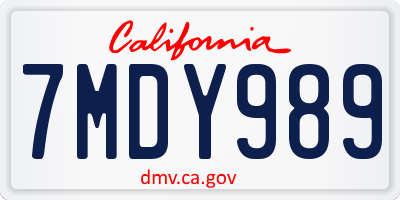 CA license plate 7MDY989