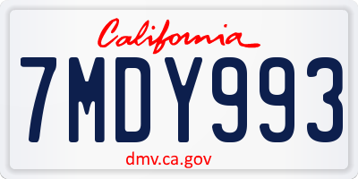 CA license plate 7MDY993